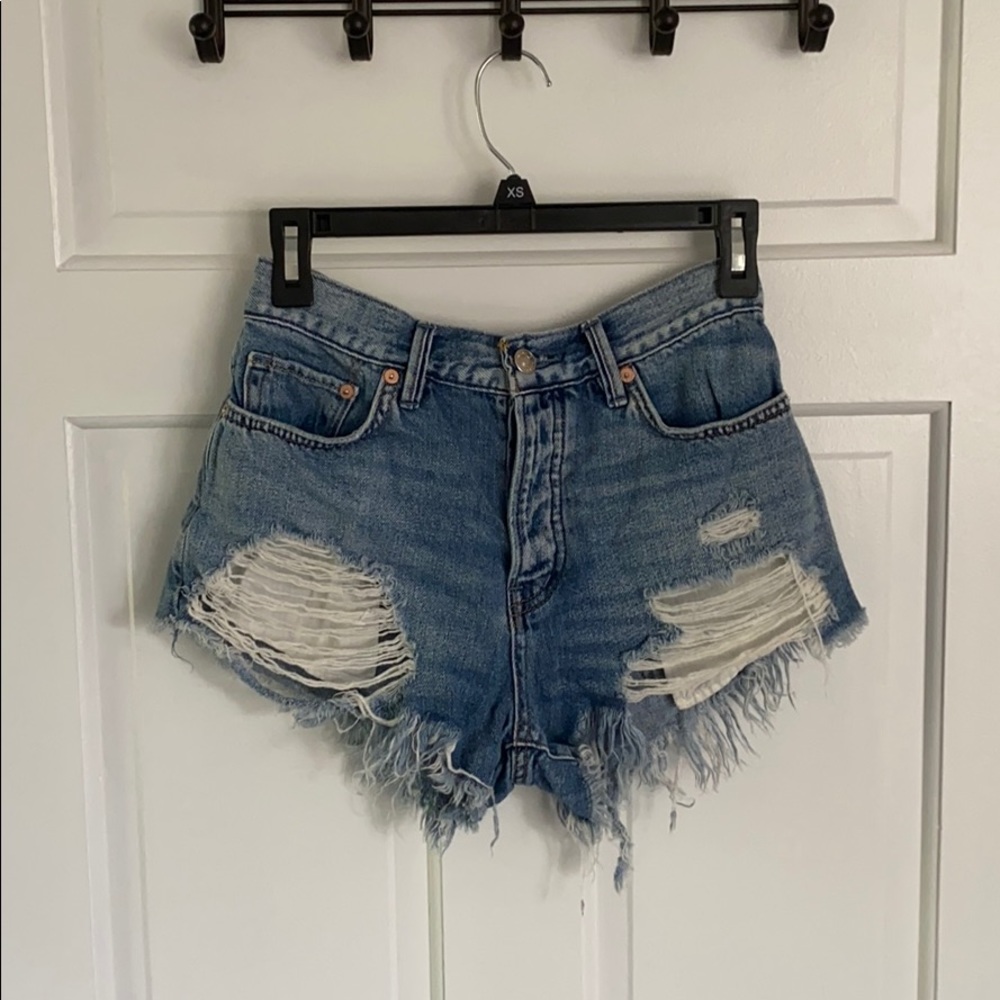 Free people distressed jean shorts